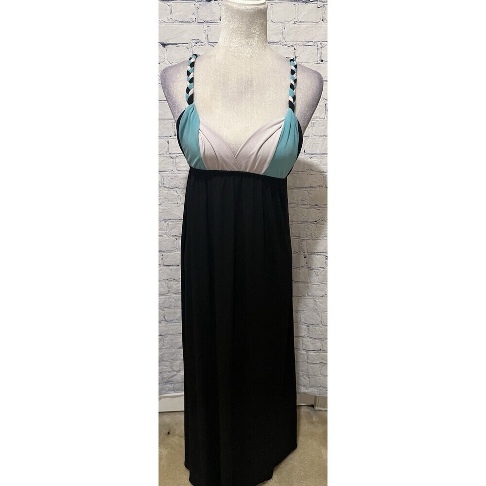 XOXO Braided Strap Maxi Dress Black Blue Size Small